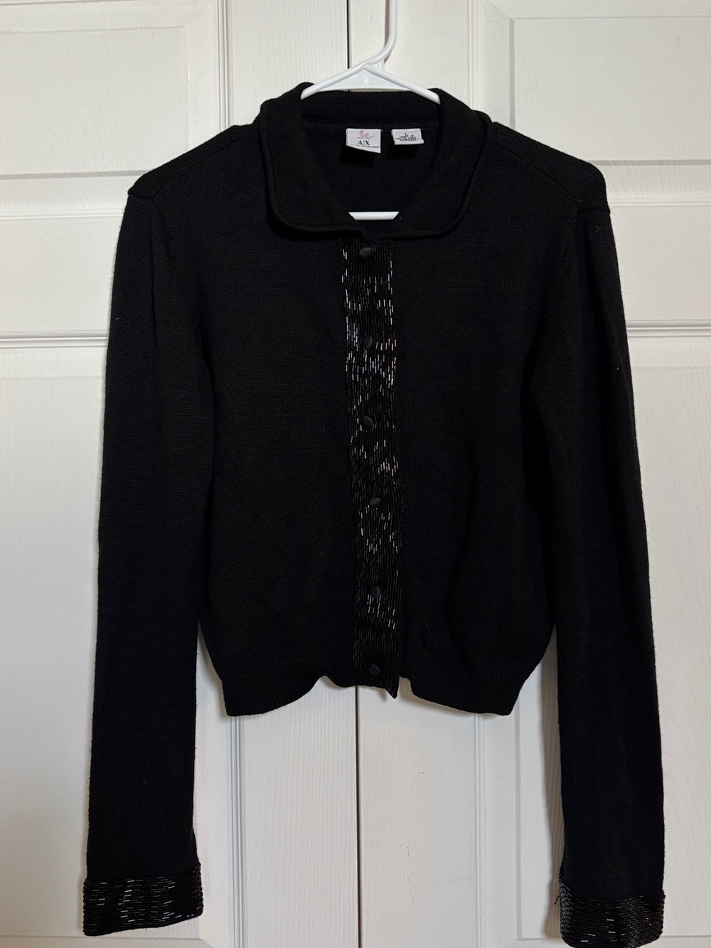 Armani Exchange A|X Black Beaded Wool Blend Cardigan Sweater Women’s L